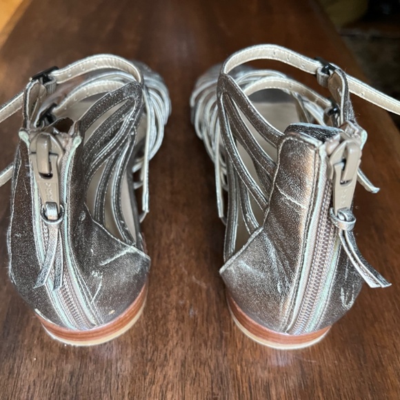 Gold Leather Gladiator Sandals - Picture 3 of 5